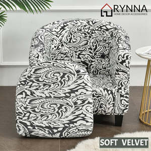 Velvet Tub Chair Cover Set with Cushion Cover – 2 Piece