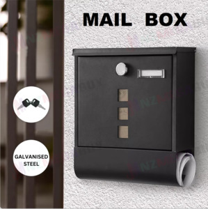 Outdoor Garden Conservatory: IDEAL Lockable Steel Mailbox with Newspaper Holder – Large