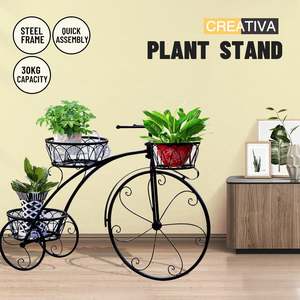 Decorative Tricycle 3-Tier Metal Plant Stand – Black