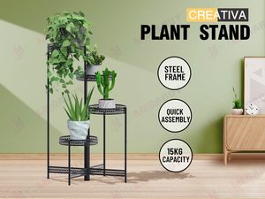 Outdoor Garden Conservatory: 4-Tier Foldable Metal Corner Plant Stand – 90cm