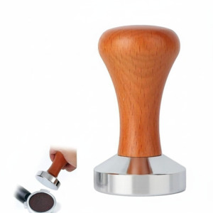 Stainless Steel Espresso Coffee Tamper with Wooden Handle