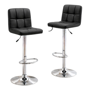 Black PU Leather Swivel Bar Stools NZ – Adjustable Gas Lift Chairs
