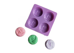 Soap Accessories: Moon Face Mold - 4 Cavity