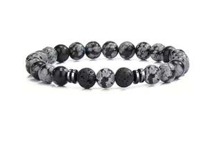 Aromatherapy: Black Tigers Eye Bracelet with 2 Black Lava Stone (22)