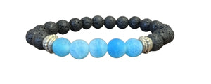 Aromatherapy Accessories: Black Lava Stone Bracelet with 5 Light Blue Stones (5)