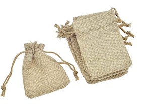 Jute Bags Natural Drawstring Bags x 10 (9cm x 7 cm )