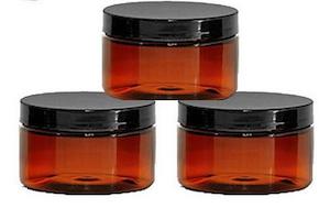 Amber / Brown Pots / containers /cosmetic / Black lids 100gm