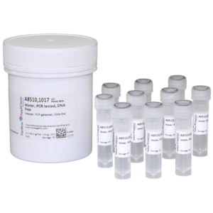 Water PCR tested, DNA free, for molecular biology, suited for qPCR