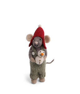 En Gry Sif: Small Grey Boy Mouse with Snowman | En Gry & Sif