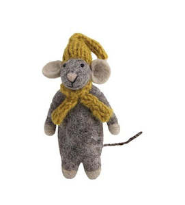 En Gry Sif: Baby Grey Mouse With Yellow Hat & Scarf | En Gry & Sif