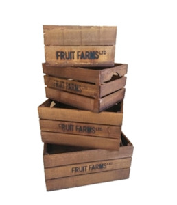 Brown Fruit Crates - Set of 4