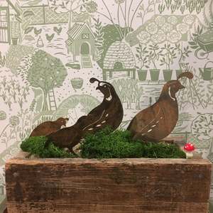 Garden Art: Quail Family | Set of 4 | Stakes