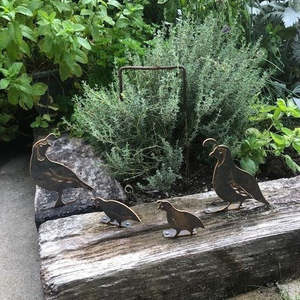 Garden Art: Quail Family | Set of 4 | Flat Bars