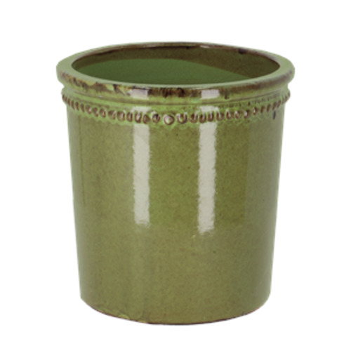 Garden Essentials: Glazed Flower Pot & Saucer | Green | 25cm