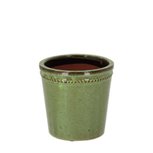 Garden Essentials: Glazed Flower Pot & Saucer | Green | 15cm