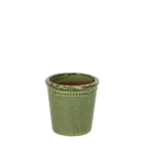 Garden Essentials: Glazed Flower Pot & Saucer | Green | 9cm