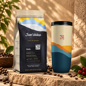 Juan Valdez® Huila Mountains Tumbler & Coffee Bundle: Huila Thermal Tumbler + H&hellip;