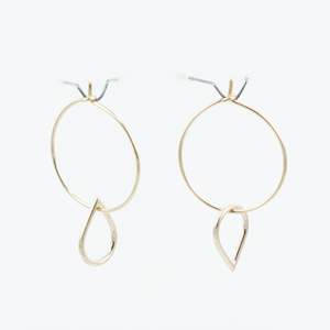 Frances Stachl: FS126: Gold teardrop hoop earrings