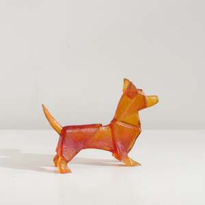TBA103: Origami terrier dog - orange red