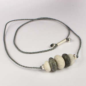 ACT498: Five stone pendant - grey and cream