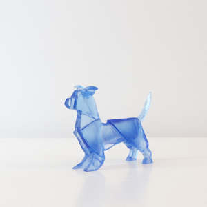 Tom Barter: TBA110: Origami terrier dog with crooked ears - blue