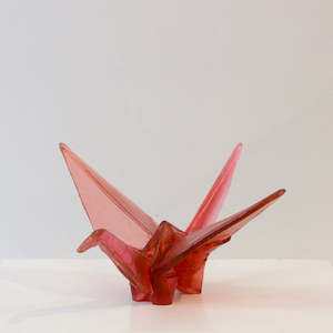 TBA13: Origami crane - gold ruby