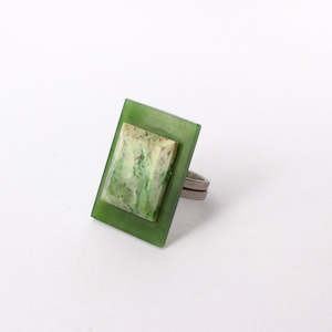Rings: NA184: Light and dark pounamu ring