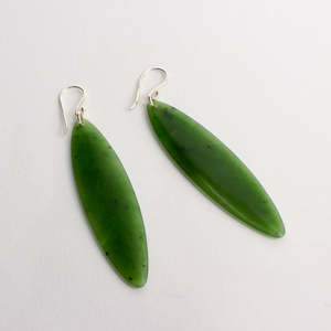 KAJ172: Pounamu oval earrings