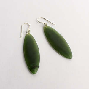 KAJ171: Pounamu oval earrings