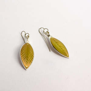 RB142: Pohutukawa leaf earrings
