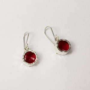 Earrings: DM367C: Antique red glass earrings