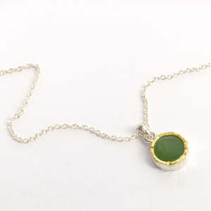 Necklaces: DM380C: Light pounamu gold edged pendant