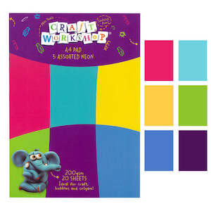 2021 Arts And Crafts: Pad A4 Neon AsstCol 200gsm 20sheets