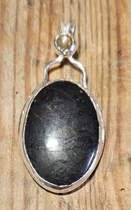 Jewellery Space: Shungite with Moonstone necklace in Sterling Silver