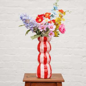 3 tier Vase - Red and Pink Stripe