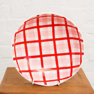 Pink & Red Gingham Salad Bowl