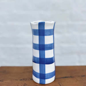 Classic Blue Gingham Small Vase