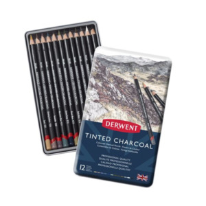 Pens Pencils: Derwent TINTED CHARCOAL Pencil Tin Sets