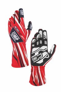 Kart Gloves: OMP Gloves KS4 Red/White