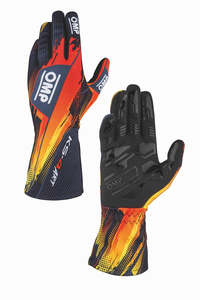 Kart Gloves: OMP Gloves KS4 Black/Red/Orange