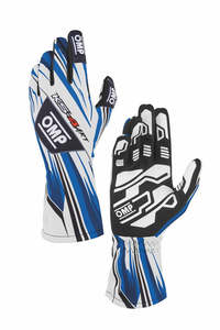 Kart Gloves: OMP Gloves KS4 White/Blue