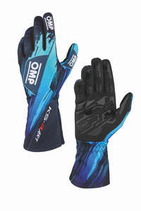 Kart Gloves: OMP Gloves KS4 Black/Cyan