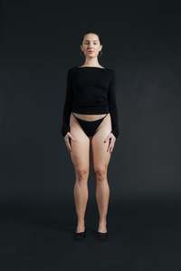 French String Brief - Black Organic Stretch Cotton (Ready-to-Ship)