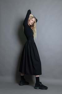 Clothing 1: L/S Office Maxi Dress - Black (Ready-to-ship)