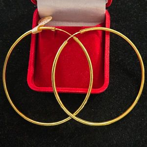 22ct Gold Plain Bali in a big size - GJEB040