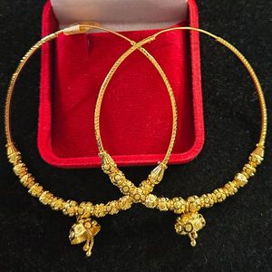 22ct Gold Earrings: 22ct Gold Big size Bali Earrings with Jhumka - GJEB039