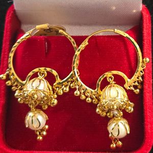 22ct Gold Bali Earrings with Pearls - GJEB037