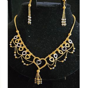 Gold Jewellery: 22ct Gold Necklace set with Rhodium GJS029