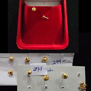Gold Jewellery: 22ct Gold Nose studs in screw type - GJNS011