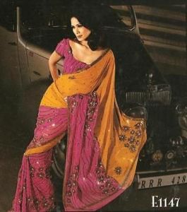 Magenta & Orange E1147 Saree